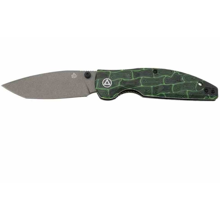 Couteau QSP Turtle Punk Black/Green G10 Lame Tanto Acier 14C28N IKBS Linerlock CLip QS158C2 - Livraison Gratuite