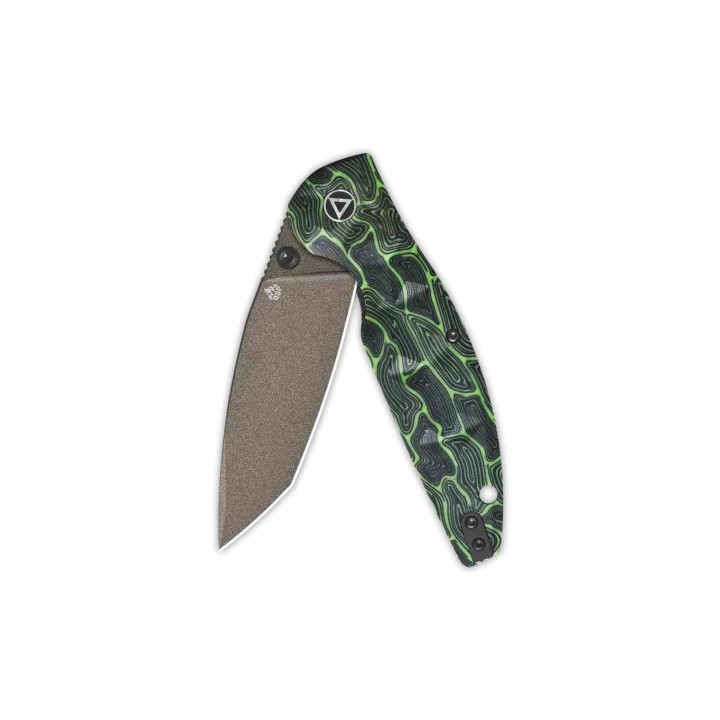 Couteau QSP Turtle Punk Black/Green G10 Lame Tanto Acier 14C28N IKBS Linerlock CLip QS158C2 - Livraison Gratuite