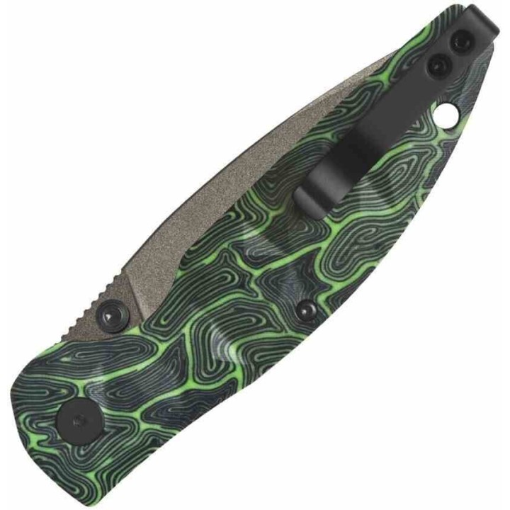 Couteau QSP Turtle Punk Black/Green G10 Lame Tanto Acier 14C28N IKBS Linerlock CLip QS158C2 - Livraison Gratuite