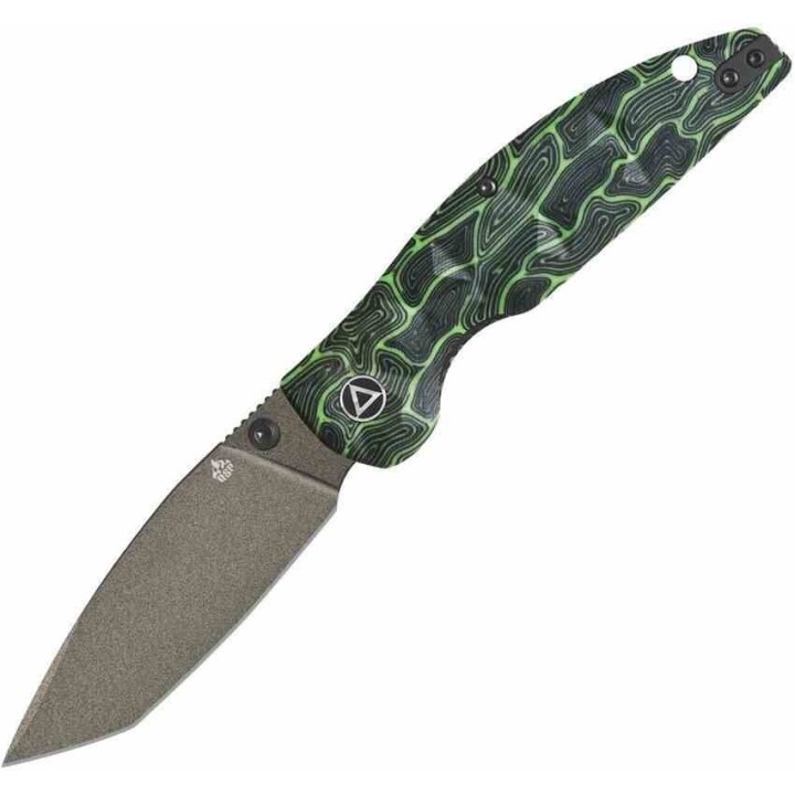 Couteau QSP Turtle Punk Black/Green G10 Lame Tanto Acier 14C28N IKBS Linerlock CLip QS158C2 - Livraison Gratuite
