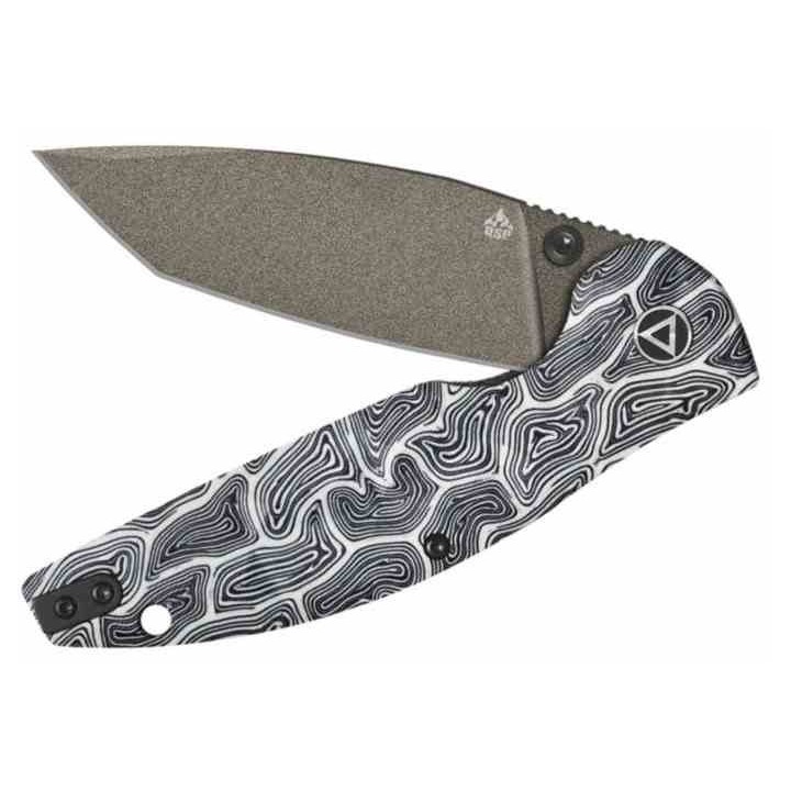 Couteau QSP Turtle Punk Black/White G10 Lame Tanto Acier 14C28N IKBS Linerlock CLip QS158B2 - Livraison Gratuite
