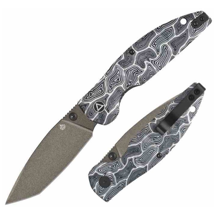Couteau QSP Turtle Punk Black/White G10 Lame Tanto Acier 14C28N IKBS Linerlock CLip QS158B2 - Livraison Gratuite