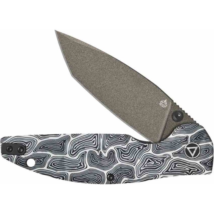 Couteau QSP Turtle Punk Black/White G10 Lame Tanto Acier 14C28N IKBS Linerlock CLip QS158B2 - Livraison Gratuite