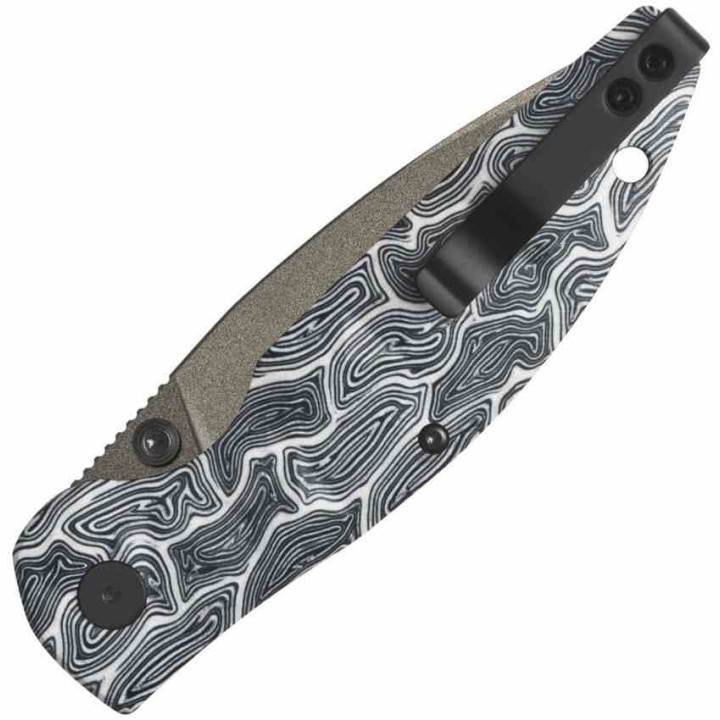 Couteau QSP Turtle Punk Black/White G10 Lame Tanto Acier 14C28N IKBS Linerlock CLip QS158B2 - Livraison Gratuite