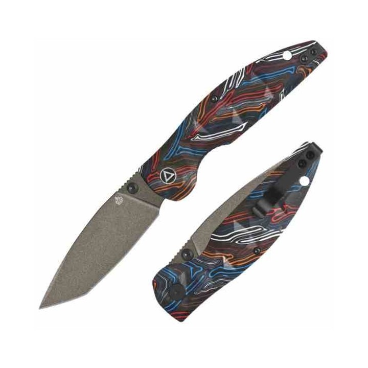 Couteau QSP Turtle Punk Colorful G10 Lame Tanto Acier 14C28N IKBS Linerlock CLip QS158A2 - Livraison Gratuite