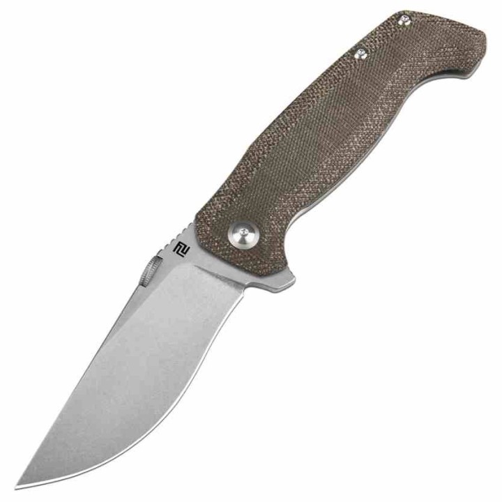 Couteau ArtisanCutlery Kami OD Green Manche Micarta/Titane Lame Acier S35VN SW IKBS Clip Titane ATZ1864GODG - Livraison Gratuite