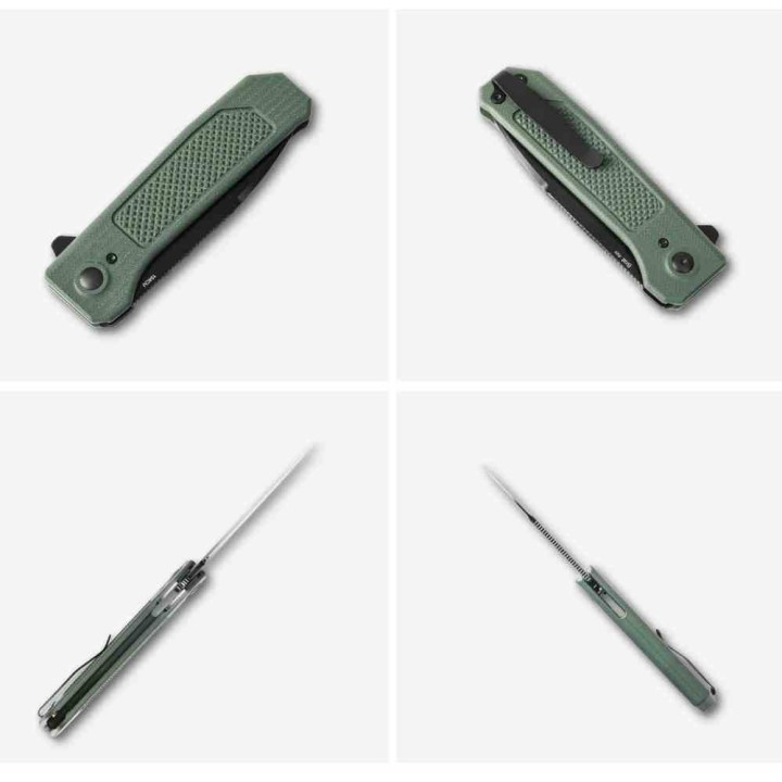 Couteau Kizer Brat Green Integral G10 Lame Acier 154CM Black IKBS Button Lock Clip KIV3630C2 - Livraison Gratuite