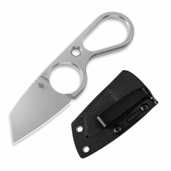 Couteau Kizer Bowtie Lame Acier D2 SW Reverse Tanto Manche Acier Etui Kydex Clip KI1061A1 - Livraison Gratuite