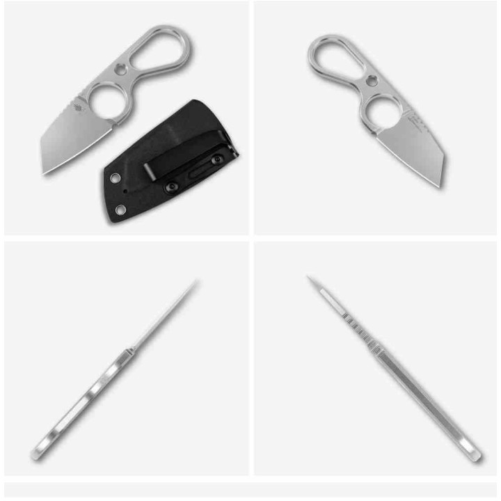 Couteau Kizer Bowtie Lame Acier D2 SW Reverse Tanto Manche Acier Etui Kydex Clip KI1061A1 - Livraison Gratuite