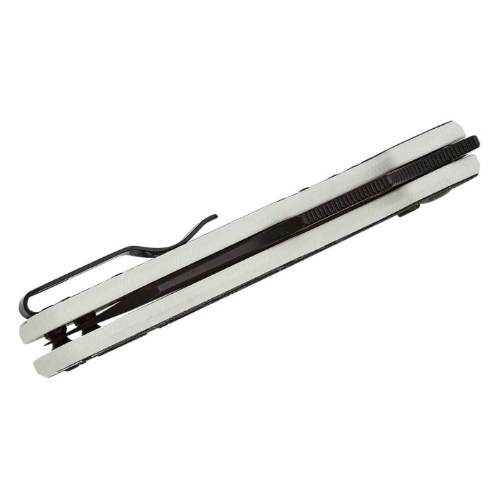 Couteau Kizer Cormorant Black/White Lame Nitro-V Black Manche G10 IKBS Button Lock Clip KIV4562A1 - Livraison Gratuite