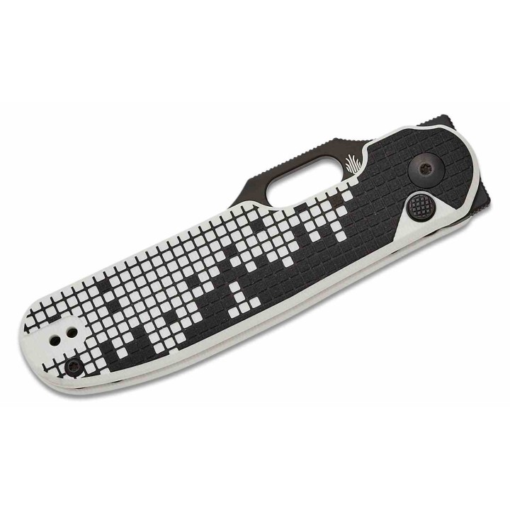 Couteau Kizer Cormorant Black/White Lame Nitro-V Black Manche G10 IKBS Button Lock Clip KIV4562A1 - Livraison Gratuite