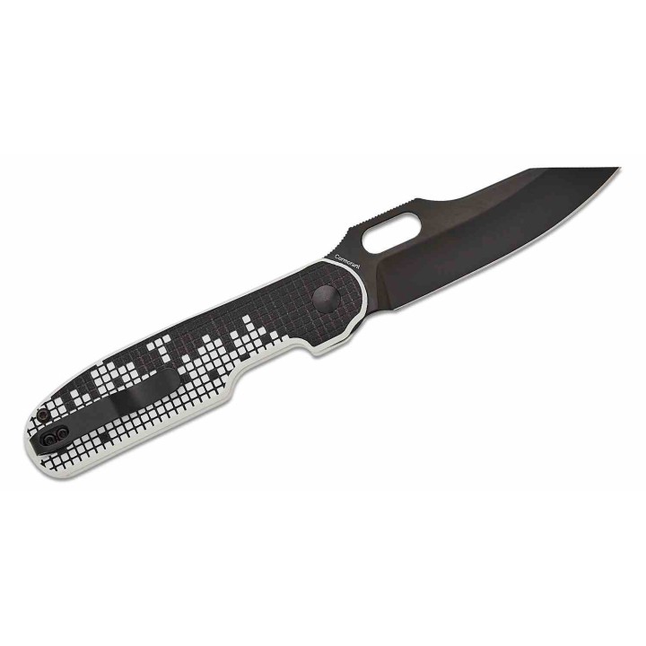 Couteau Kizer Cormorant Black/White Lame Nitro-V Black Manche G10 IKBS Button Lock Clip KIV4562A1 - Livraison Gratuite