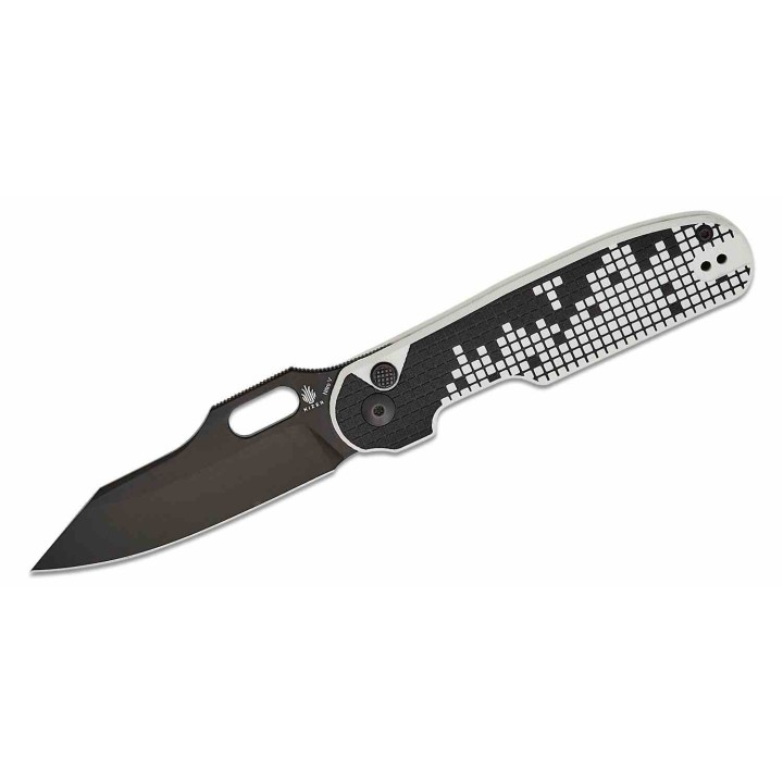 Couteau Kizer Cormorant Black/White Lame Nitro-V Black Manche G10 IKBS Button Lock Clip KIV4562A1 - Livraison Gratuite
