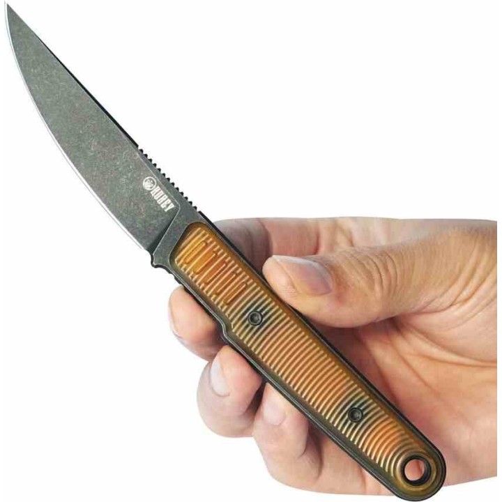 Couteau Kubey JL Kwaiken Fixie Ultem Lame Acier 14C28N Blackwash Etui Kydex KUB355D - Livraison Gratuite