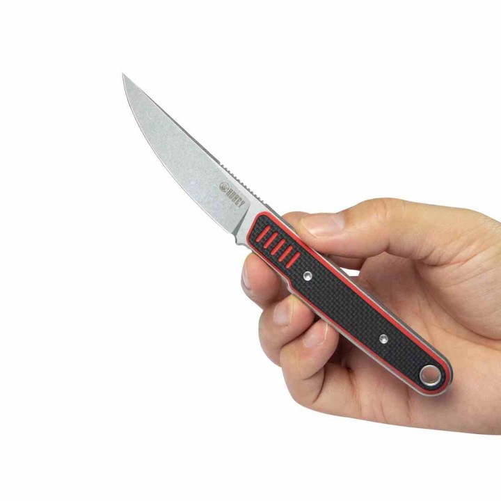 Couteau Kubey JL Kwaiken Fixie Red Black G-10 Lame Acier 14C28N Beadblast Etui Kydex KUB355A - Livraison Gratuite