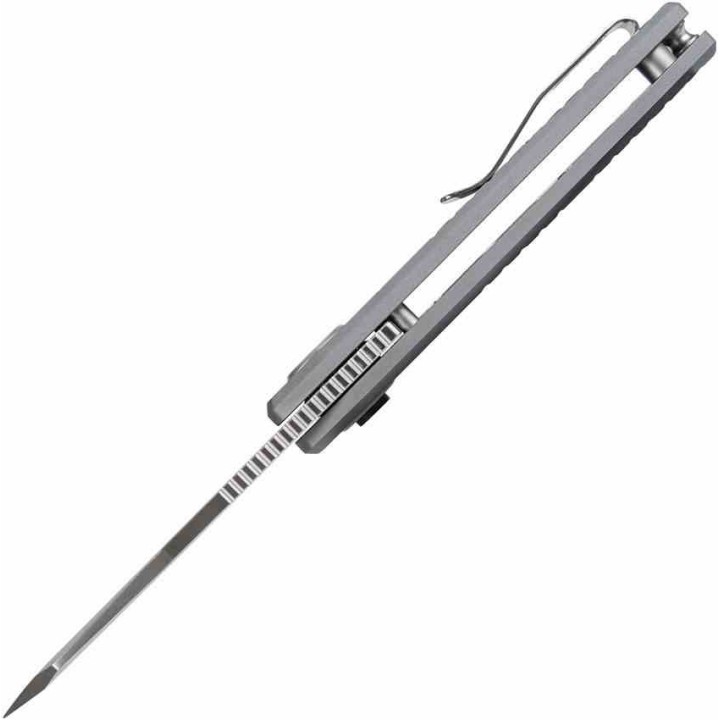 Couteau Vosteed Ankylo Gray Manche Alu Lame Reverse Tanto Acier Elmax Satin IKBS Vanchor Lock Clip VOSA1910 - Livraison Gratuite