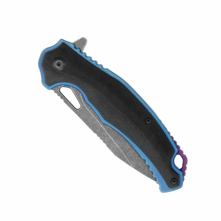 Couteau Cobratec Knives Axle Manche Blue/G10 Lame Acier D2 Linerlock Clip CBTAXLBLGF - Livraison Gratuite