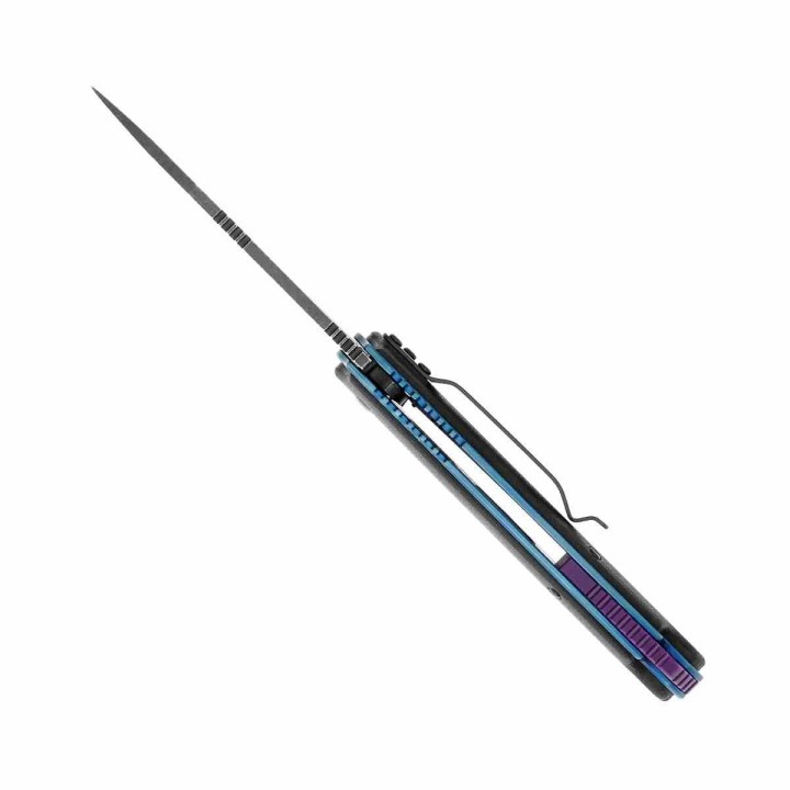 Couteau Cobratec Knives Axle Manche Blue/G10 Lame Acier D2 Linerlock Clip CBTAXLBLGF - Livraison Gratuite