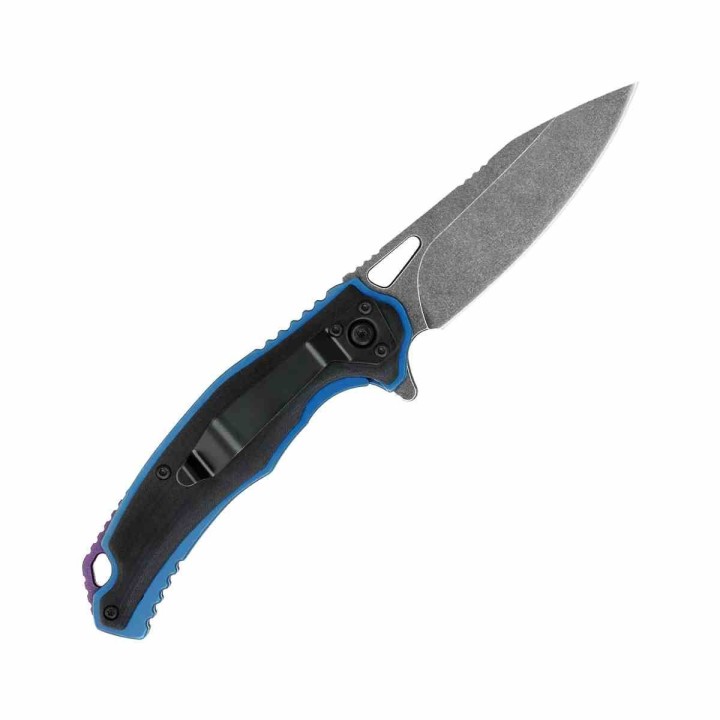 Couteau Cobratec Knives Axle Manche Blue/G10 Lame Acier D2 Linerlock Clip CBTAXLBLGF - Livraison Gratuite