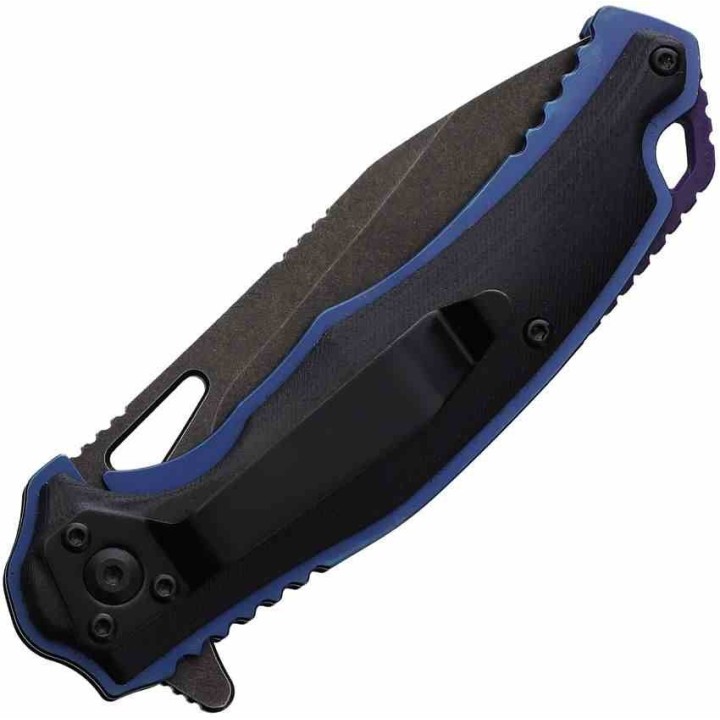 Couteau Cobratec Knives Axle Manche Blue/G10 Lame Acier D2 Linerlock Clip CBTAXLBLGF - Livraison Gratuite