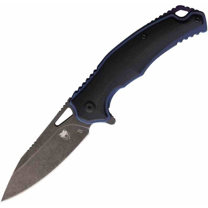 Couteau Cobratec Knives Axle Manche Blue/G10 Lame Acier D2 Linerlock Clip CBTAXLBLGF - Livraison Gratuite