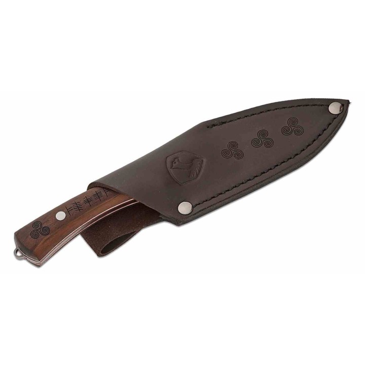 Couteau Condor Druid Scandi Lame Acier Carbone 1095 Manche Noyer Etui Cuir Made Salvador CTK397445HC - Livraison Gratuite