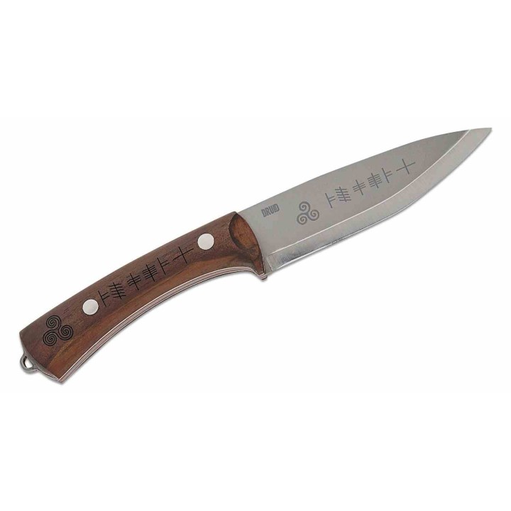 Couteau Condor Druid Scandi Lame Acier Carbone 1095 Manche Noyer Etui Cuir Made Salvador CTK397445HC - Livraison Gratuite