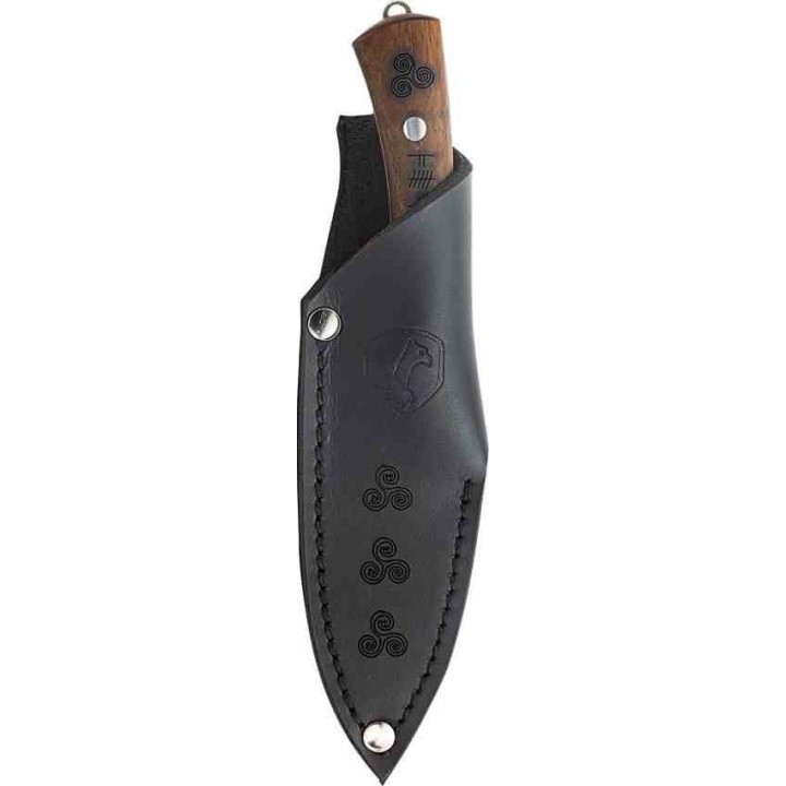 Couteau Condor Druid Scandi Lame Acier Carbone 1095 Manche Noyer Etui Cuir Made Salvador CTK397445HC - Livraison Gratuite