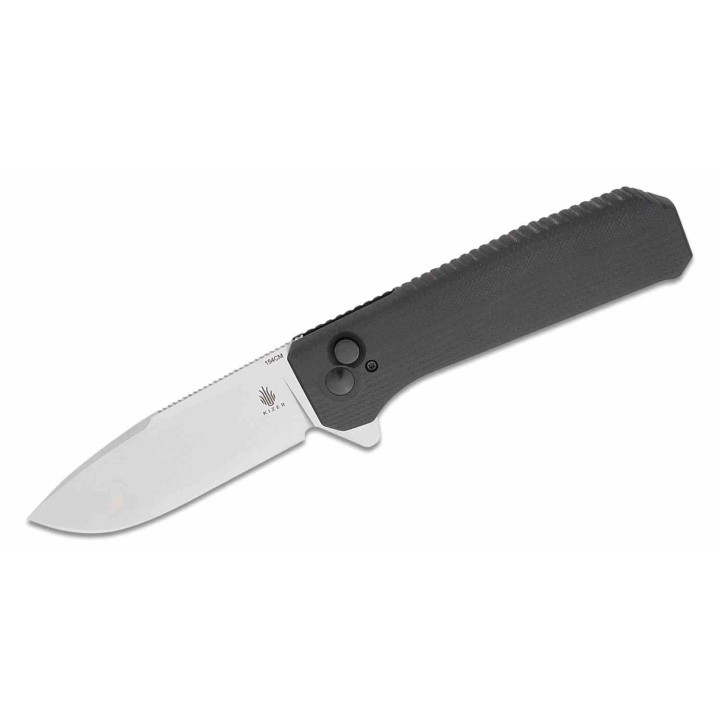 Couteau Kizer Brat Black Integral G10 Lame Acier 154CM Stonewash IKBS Button Lock Clip KIV3630C1 - Livraison Gratuite