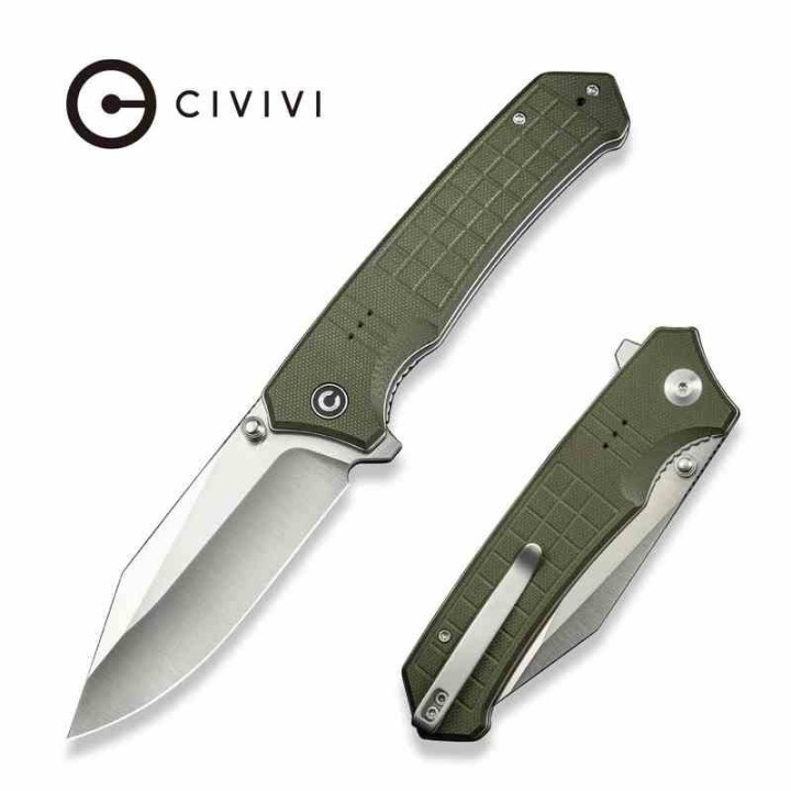 Couteau CIVIVI Tacticorix Green Manche G10 Lame Acier Nitro-V Satin IKBS Linerlock Clip CIVC230552 - Livraison Gratuite
