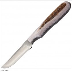 Couteau Anza Fixed Blade Lame Acier Carbone Manche Elan Etui Cuir Made In USA AZF1FE - Livraison Gratuite