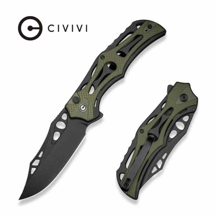 Couteau CIVIVI Biophase OD Green Manche G10/Alu Lame Acier Nitro-V BLK IKBS Button Lock Clip CIVC23083C2 - Livraison Gratuite