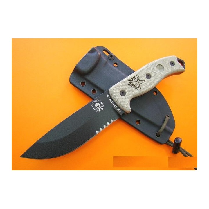 COUTEAU RAT CUTLERY ESEE RC5 - RAT Cutlery RC-5 Black Serrated Knife w/ Kydex Sheath Model RC5SBK