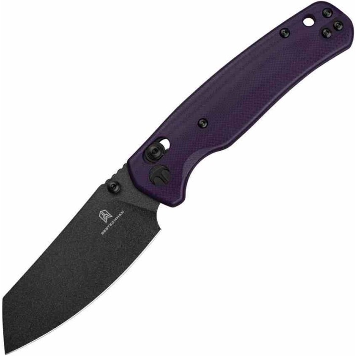 Couteau BESTECHMAN CICADA'S WING Purple Lame Acier 10Cr15MoV Blk Manche G10 B-Lock Clip BTKMK06B - Livraison Gratuite