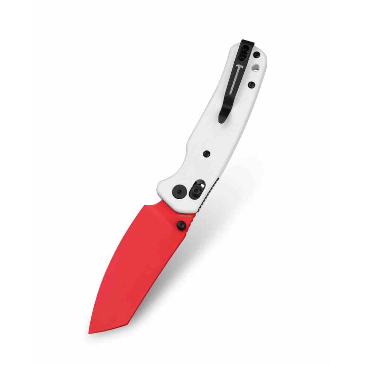 Couteau BESTECHMAN CICADA'S WING White Lame Acier 10Cr15MoV Red Manche G10 B-Lock Clip BTKMK06G - Livraison Gratuite