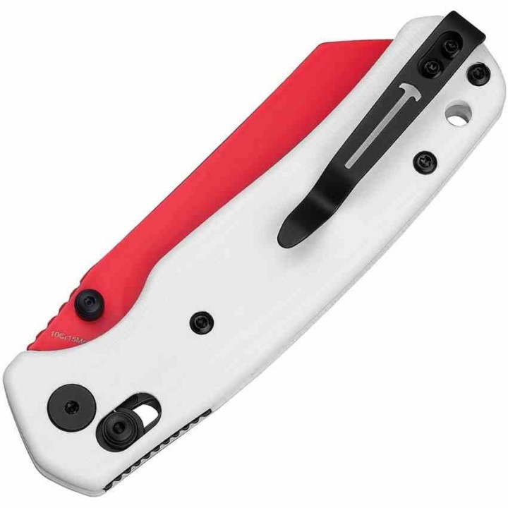 Couteau BESTECHMAN CICADA'S WING White Lame Acier 10Cr15MoV Red Manche G10 B-Lock Clip BTKMK06G - Livraison Gratuite