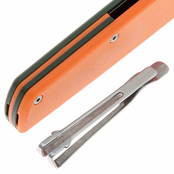 Couteau SRM Qrick 408L Green/Orange Manche G10 Lame Acier 14C28N IKBS Clip Linerlock SRM408LGX - Livraison Gratuite
