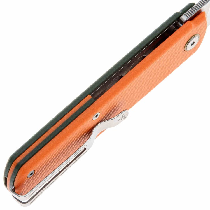 Couteau SRM Qrick 408L Green/Orange Manche G10 Lame Acier 14C28N IKBS Clip Linerlock SRM408LGX - Livraison Gratuite