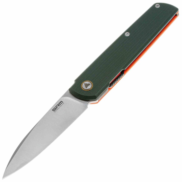 Couteau SRM Qrick 408L Green/Orange Manche G10 Lame Acier 14C28N IKBS Clip Linerlock SRM408LGX - Livraison Gratuite