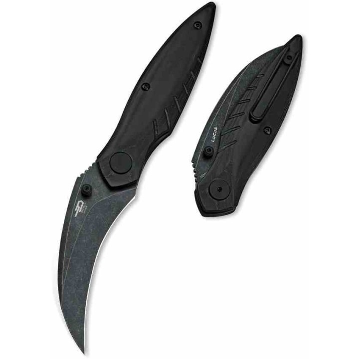 Couteau BESTECH MANTIDAE Black Manche Micarta Lame Acier 14C28N Hawkbill IKBS Linerlock Clip BTKG60D - Livraison Gratuite