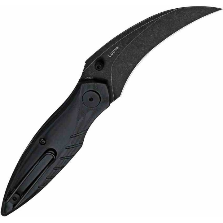 Couteau BESTECH MANTIDAE Black Manche Micarta Lame Acier 14C28N Hawkbill IKBS Linerlock Clip BTKG60D - Livraison Gratuite