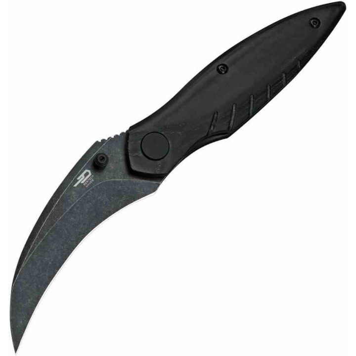 Couteau BESTECH MANTIDAE Black Manche Micarta Lame Acier 14C28N Hawkbill IKBS Linerlock Clip BTKG60D - Livraison Gratuite