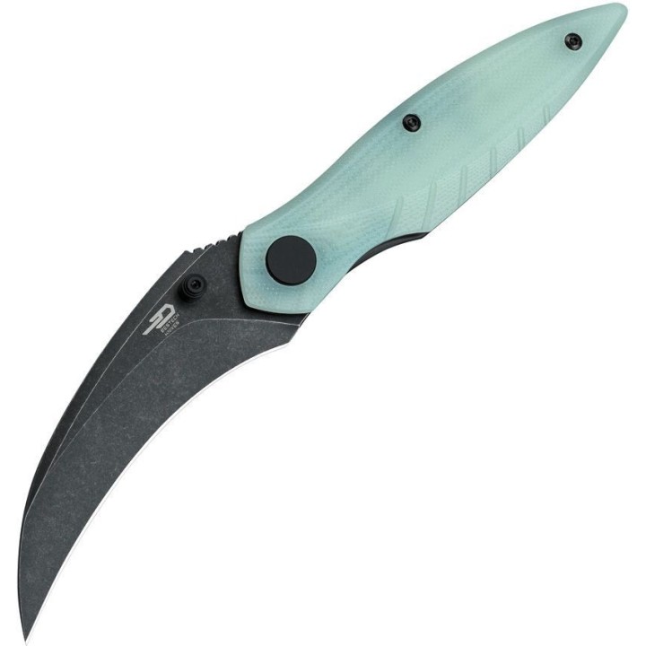 Couteau BESTECH MANTIDAE Jade Manche G10 Lame Acier 14C28N Hawkbill IKBS Linerlock Clip BTKG60C - Livraison Gratuite