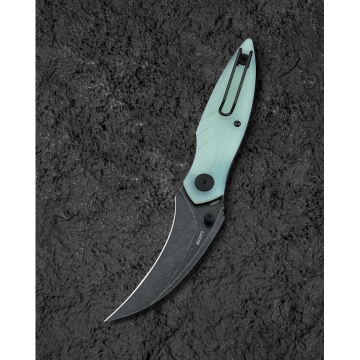 Couteau BESTECH MANTIDAE Jade Manche G10 Lame Acier 14C28N Hawkbill IKBS Linerlock Clip BTKG60C - Livraison Gratuite