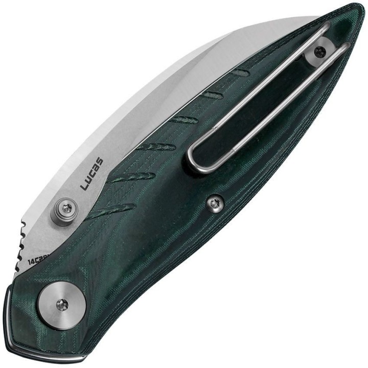 Couteau BESTECH MANTIDAE Green Manche Micarta Lame Acier 14C28N Hawkbill IKBS Linerlock Clip BTKG60E - Livraison Gratuite