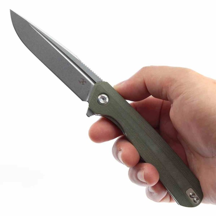 Couteau KANSEPT Qilin Olive Manche G10 Lame Acier 154CM SW IKBS Linerlock Clip KT1047A2 - Livraison Gratuite