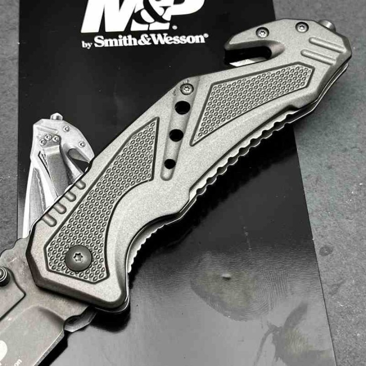 Couteau Smith&Wesson Military & Police Lame Tanto Acier 7Cr17Mov Manche Alu Brise Vitres SWMP11GCP - Livraison Gratuite