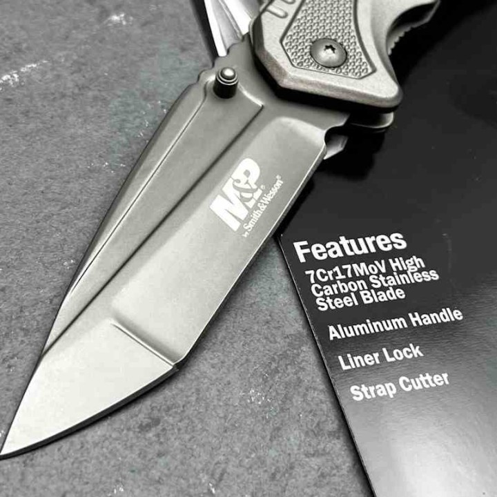 Couteau Smith&Wesson Military & Police Lame Tanto Acier 7Cr17Mov Manche Alu Brise Vitres SWMP11GCP - Livraison Gratuite