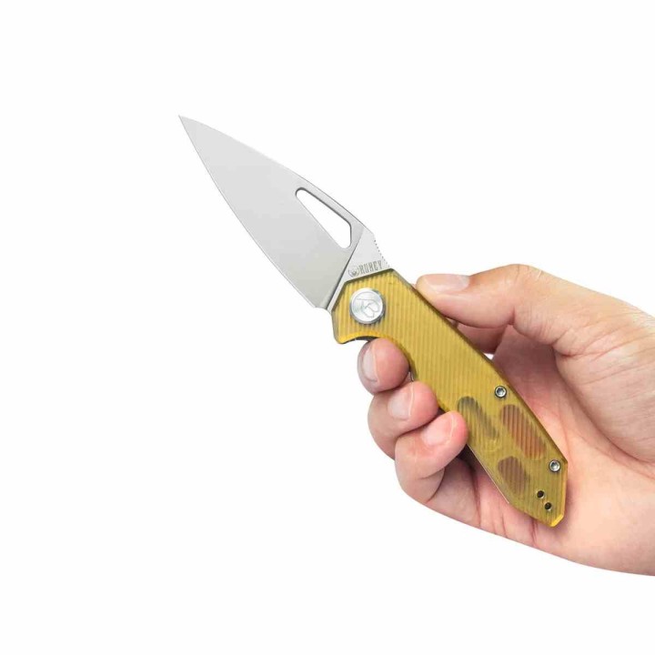 Couteau Kubey Coeus Yellow Lame Acier 14C28N Manche Ultem Linerlock CLip IKBS KUB122S - Livraison Gratuite