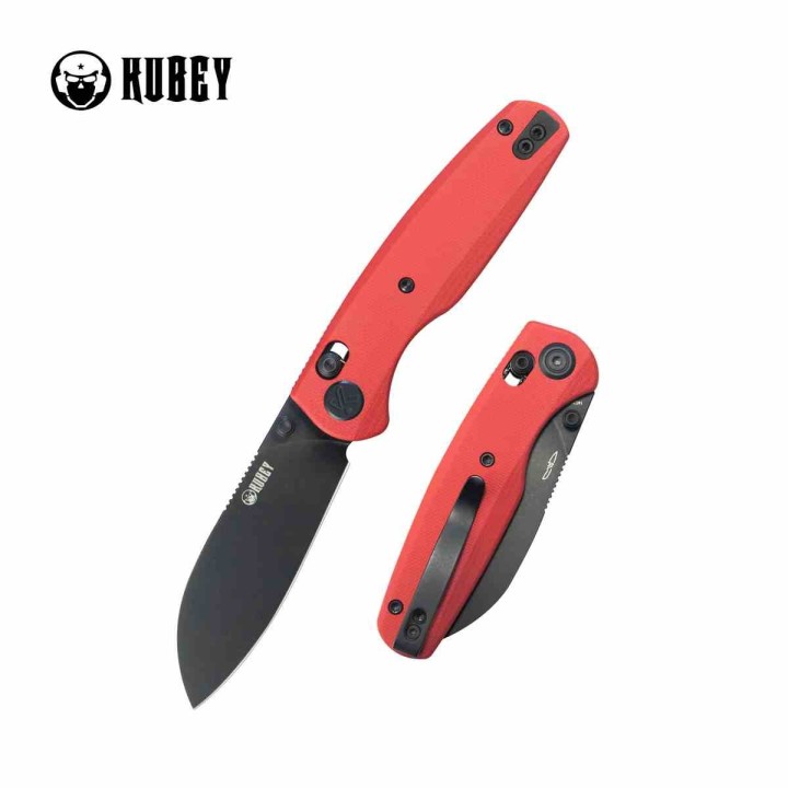 Couteau Kubey Breeze Red Manche G10 Lame Acier 14C28N BLK Crossbar Lock Clip KUB288F - Livraison Gratuite